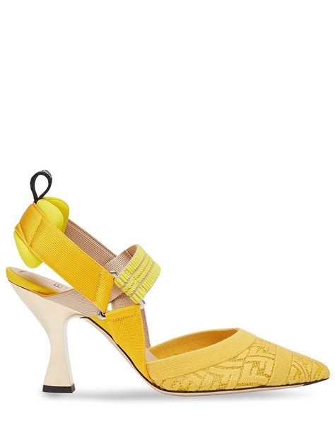 fendi yellow heels|Fendi ankle strap heels.